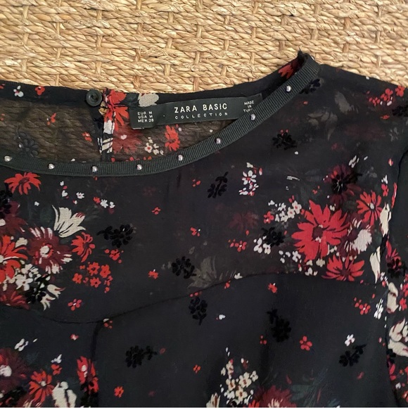 Zara floral and lace black dress size medium - Picture 4 of 5